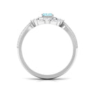 Vintage Style Octagon Aquamarine Engagement Ring with Diamond Floral Halo Aquamarine - ( AAA ) - Quality - Rosec Jewels
