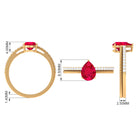 Pear Shape Lab Grown Ruby and Diamond Solitaire Ring with Twisted Rope Lab Created Ruby - ( AAAA ) - Quality - Rosec Jewels