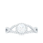 Cushion Cut Moissanite Crossover Engagement Ring in Gold Moissanite - ( D-VS1 ) - Color and Clarity - Rosec Jewels