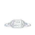 Princess Cut Moissanite Solitaire Celtic Ring in Bezel Setting Moissanite - ( D-VS1 ) - Color and Clarity - Rosec Jewels