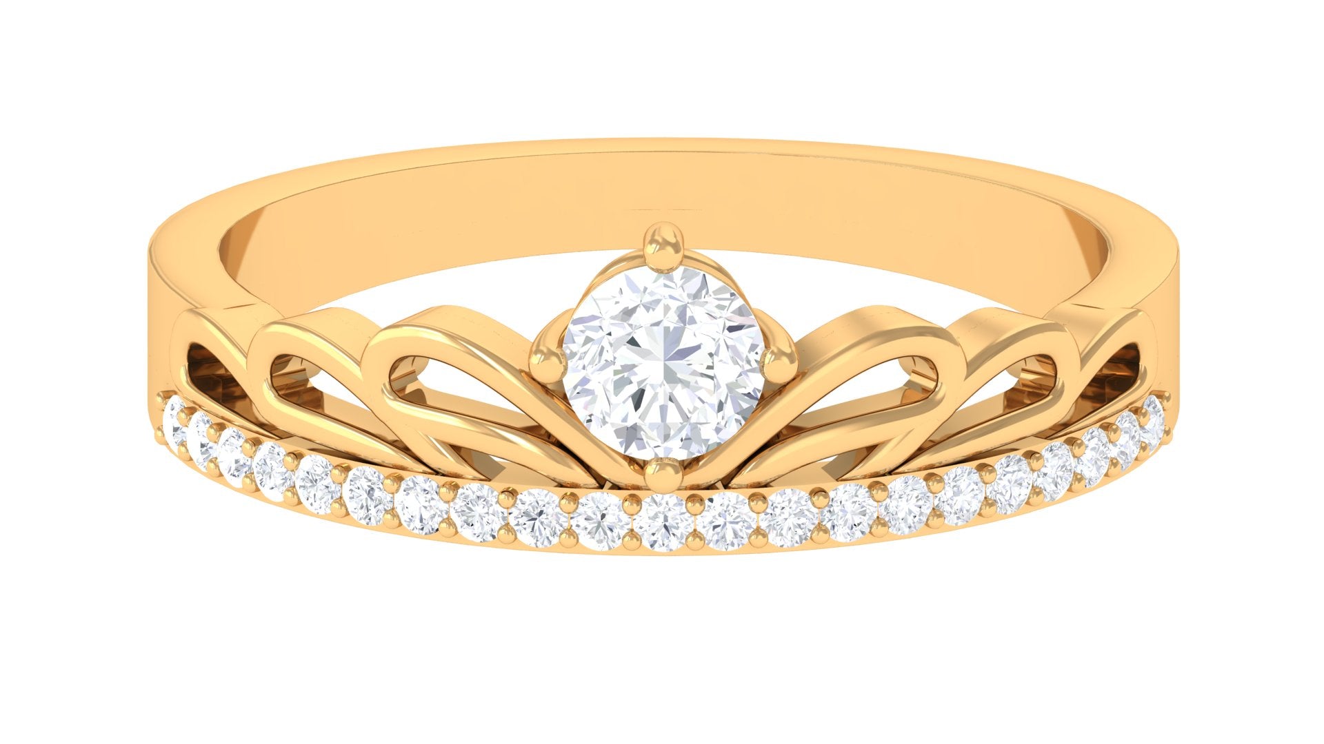 Round Shape Diamond Crown Band Ring Diamond - ( HI-SI ) - Color and Clarity - Rosec Jewels
