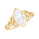 Marquise Moissanite Solitaire Gold Celtic Ring in Bezel Setting Moissanite - ( D-VS1 ) - Color and Clarity - Rosec Jewels