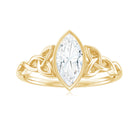 Marquise Moissanite Solitaire Gold Celtic Ring in Bezel Setting Moissanite - ( D-VS1 ) - Color and Clarity - Rosec Jewels