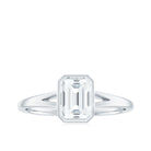 Bezel Set Emerald Cut Moissanite Solitaire Promise Ring in Spilt Shank Moissanite - ( D-VS1 ) - Color and Clarity - Rosec Jewels